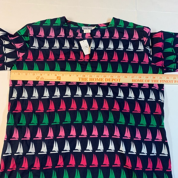 Lexi York womens medium beach cover up / tunic blouse. Navy blue. - Picture 7 of 9